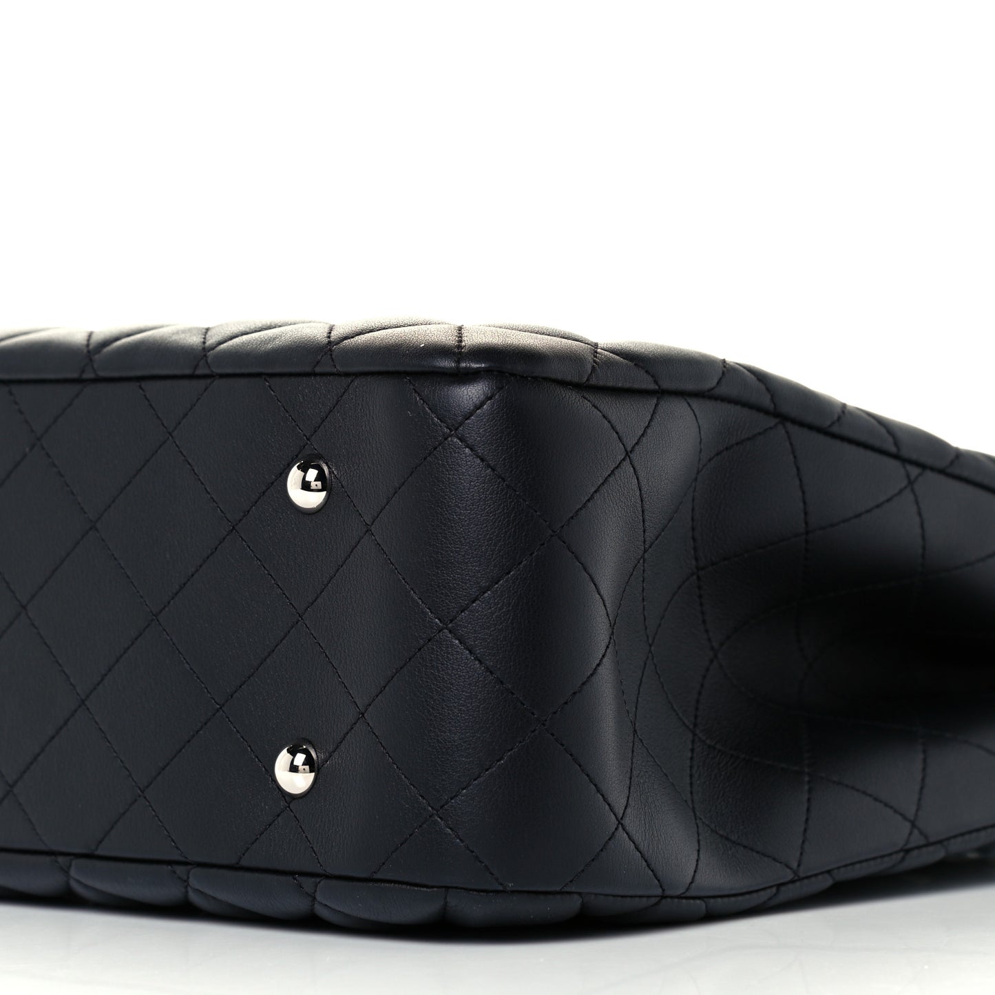 Calfskin Quilted Large Classic Shopping Tote Black