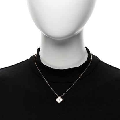 Van Cleef & Arpels 18K Rose Gold Diamond Mother of Pearl Vintage Alhambra Pendant Necklace 2 of 5