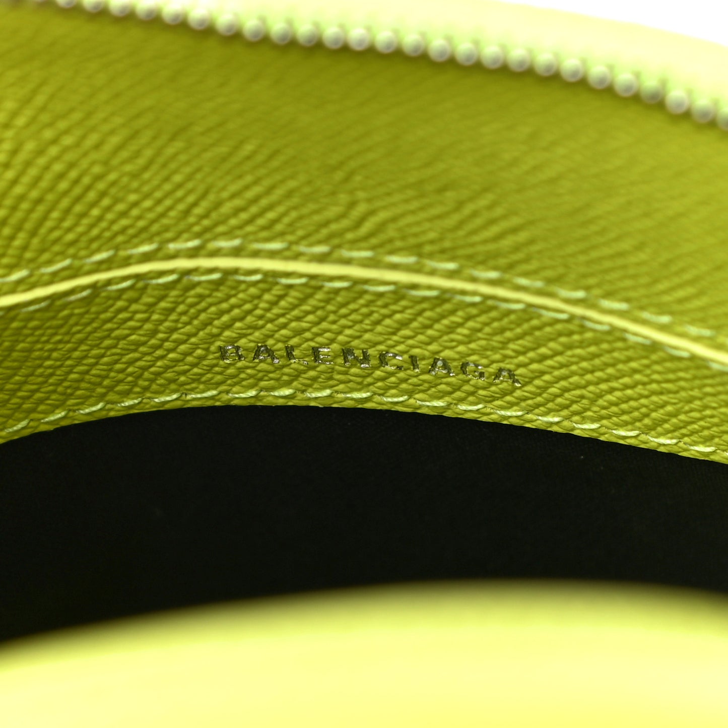 Signature Grained Calfskin Logo XXS Ville Top Handle Bag Acid Green Black