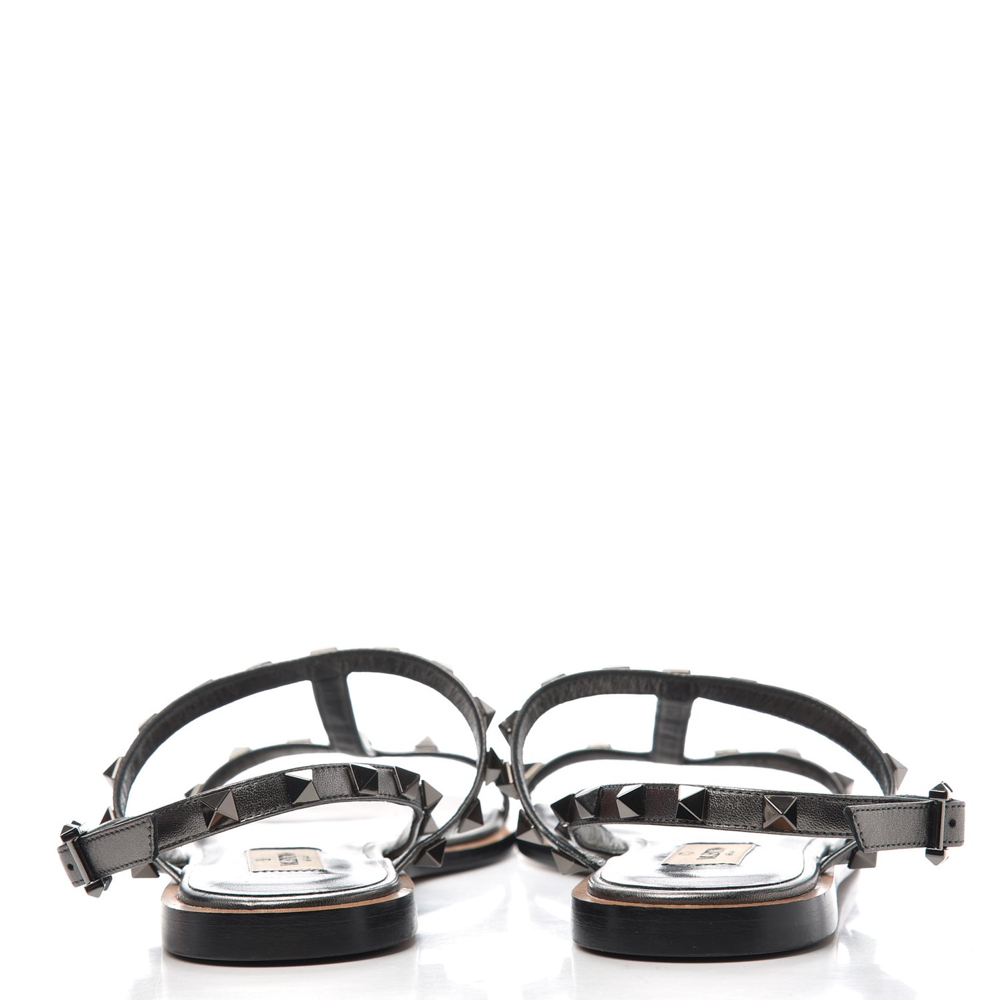 Metallic Nappa Rockstud T-Strap Slingback Flat Sandals 37.5 Rutenio