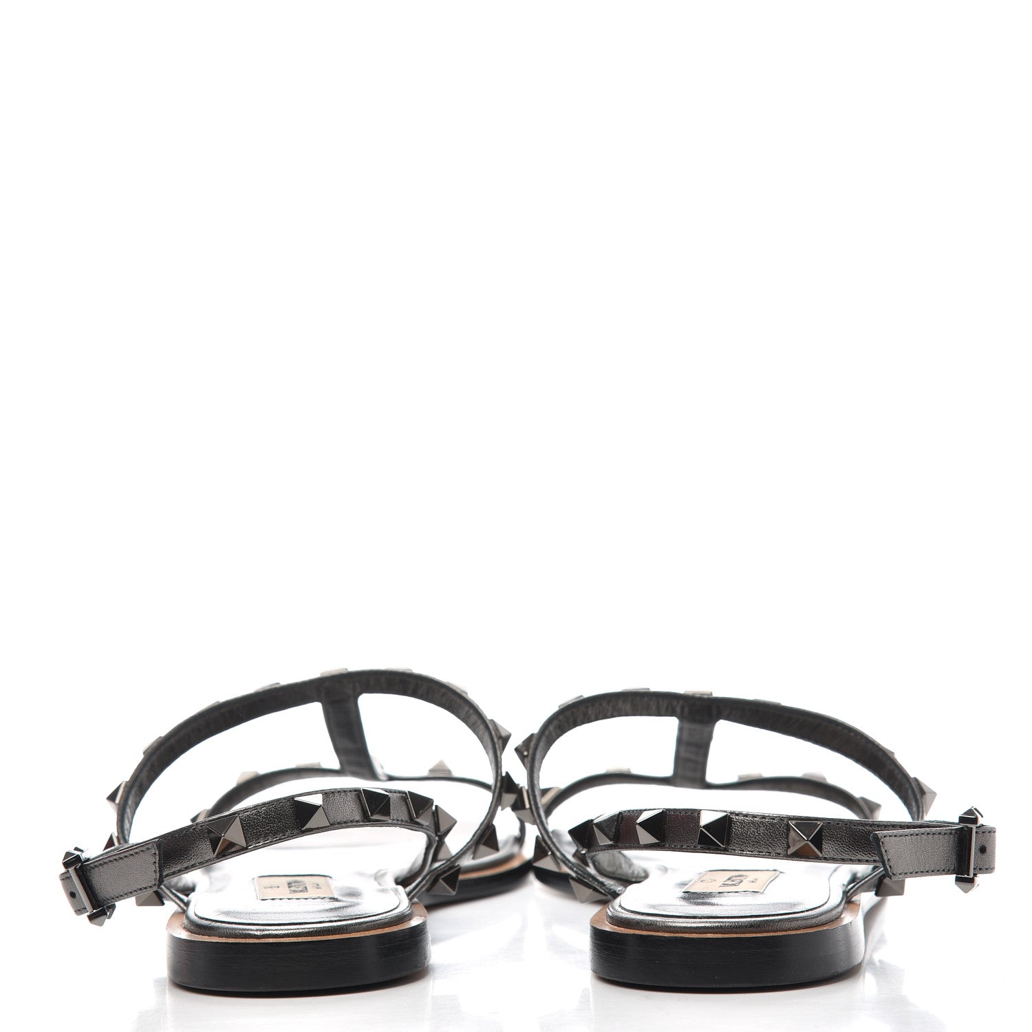 Valentino Garavani Metallic Nappa Rockstud T-Strap Slingback Flat Sandals 37.5 Rutenio 7 of 10