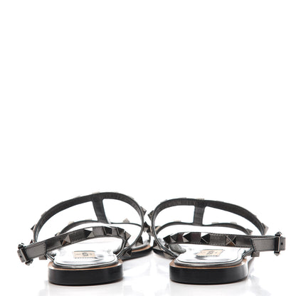 Valentino Garavani Metallic Nappa Rockstud T-Strap Slingback Flat Sandals 37.5 Rutenio 7 of 10