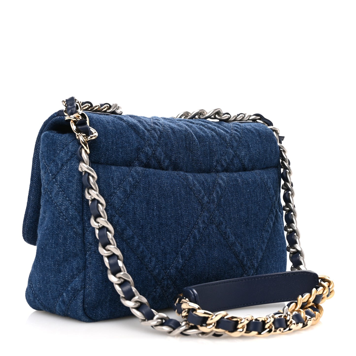 Denim Quilted Medium Chanel 19 Flap Blue