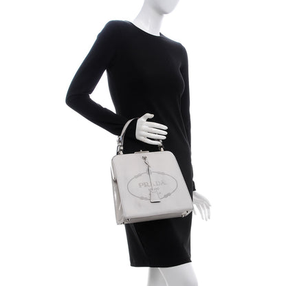 Prada Spazzolato Logo Print Framed Bag Quarzo 2 of 11