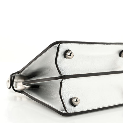 Fendi X MARC JACOBS Vitello Catalan Mirror Petite Peekaboo I SEE U Satchel Argento 10 of 11