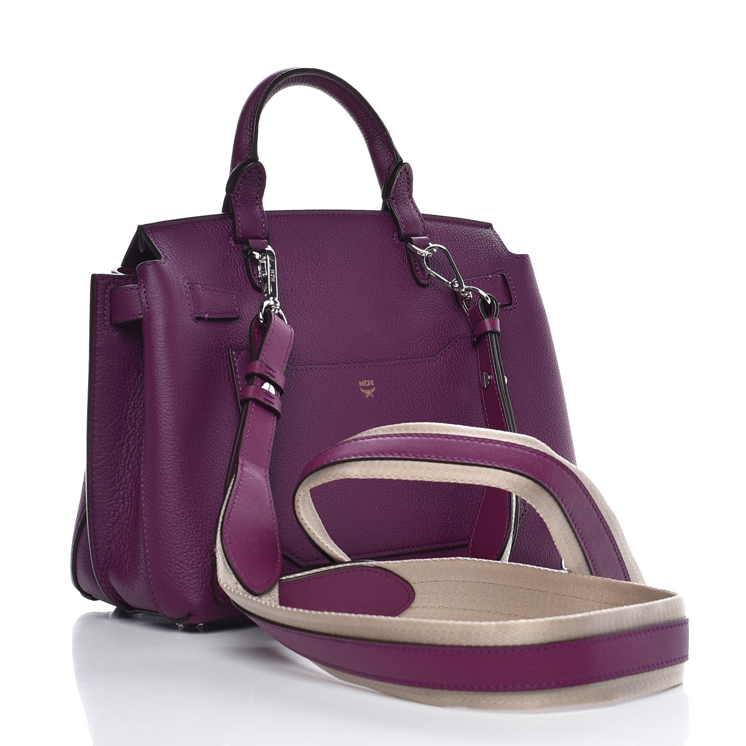 MCM Grained Calfskin Medium Milla Convertible Backpack Mystic Purple 3 of 8