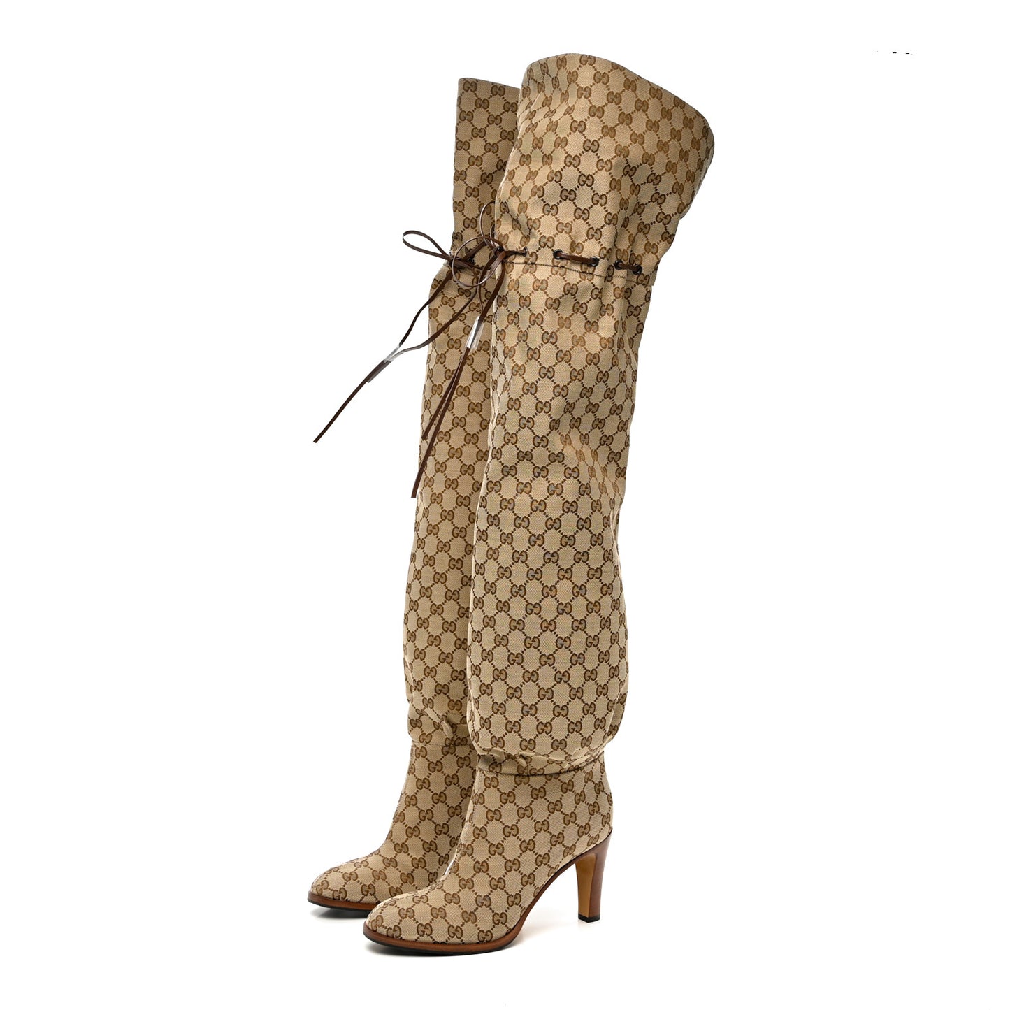 Monogram Over the Knee Boots 41.5 Beige Ebony