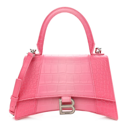 Balenciaga Calfskin Crocodile Embossed Degrade Small Hourglass Top Handle Bag Sweet Pink 1 of 10