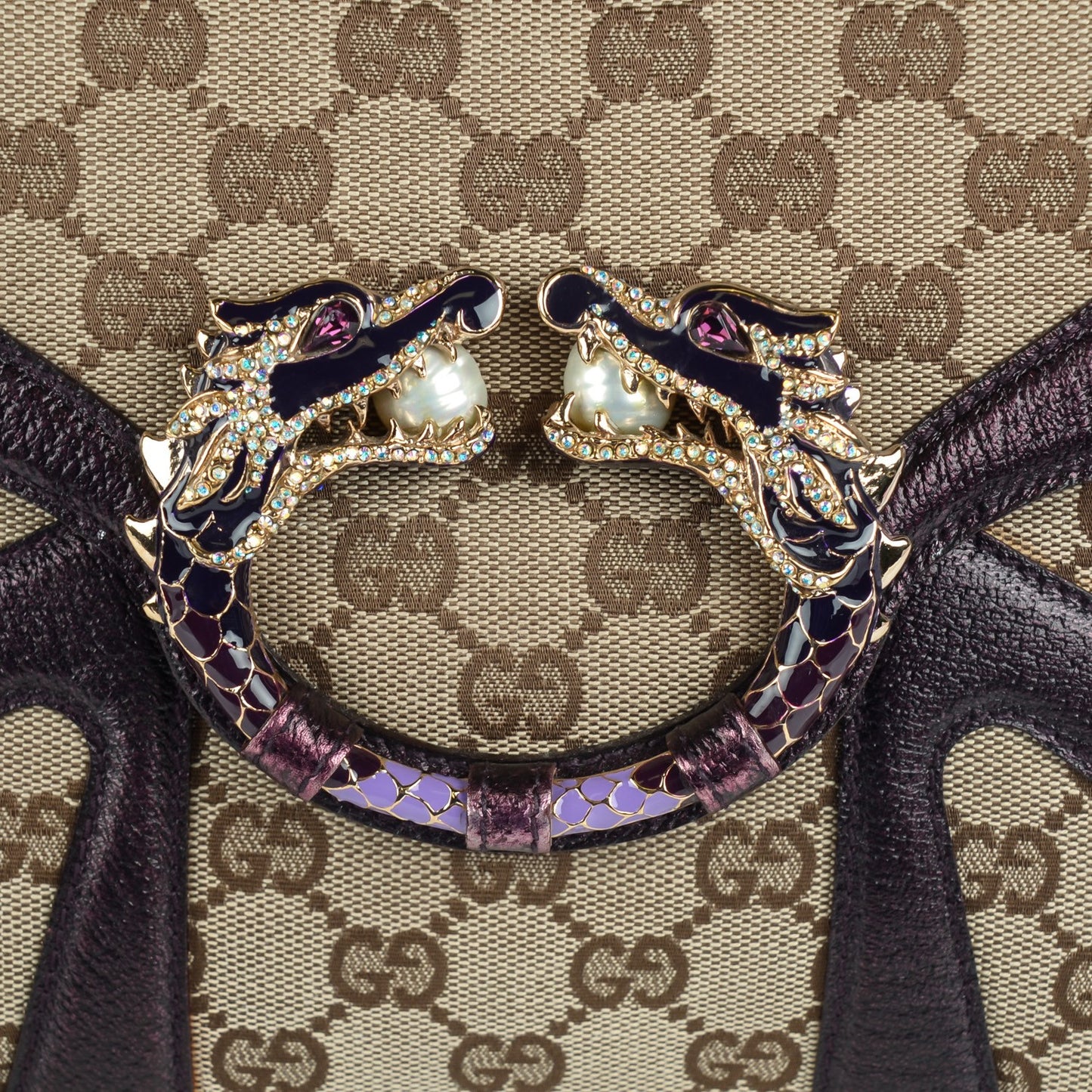 Monogram GG Tom Ford Jeweled Dragon Flap Bag Purple