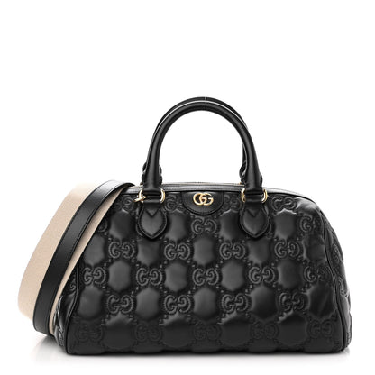 Gucci Calfskin GG Matelasse Medium Bowler Bag Black Natural 1 of 10