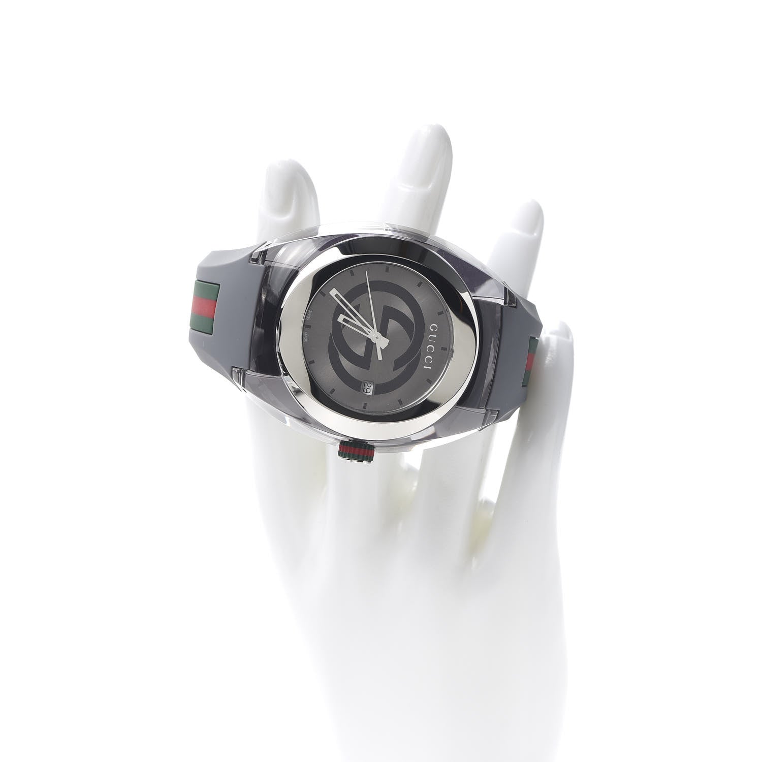 Gucci Stainless Steel Rubber 46mm Sync Web Quartz Watch Grey 2 of 6