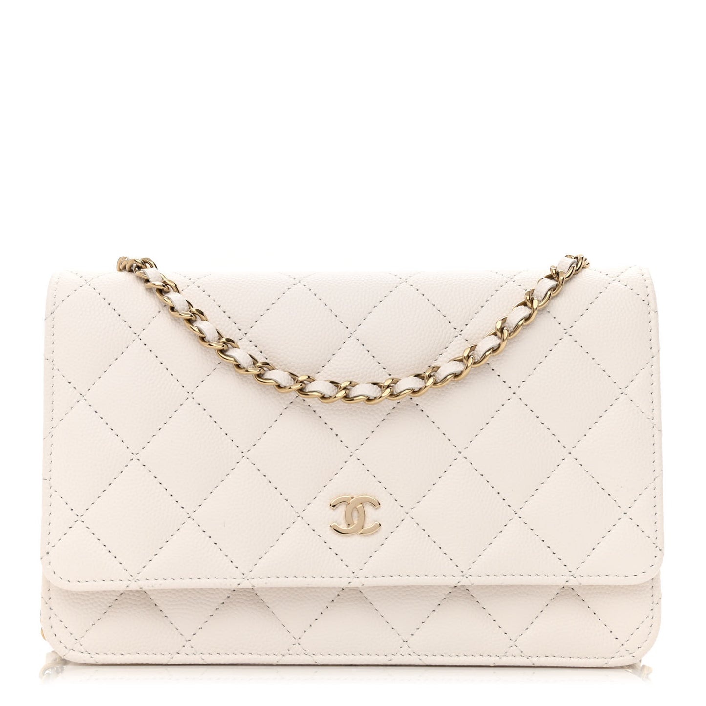 Caviar Quilted Wallet On Chain WOC White
