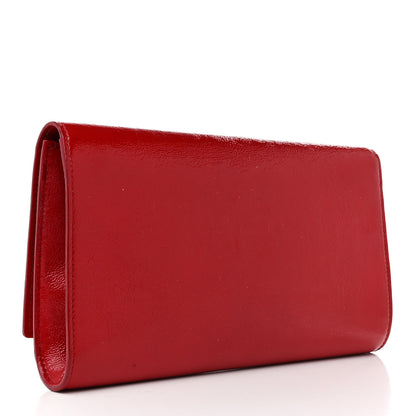 Saint Laurent Textured Patent Monogram Large Belle De Jour Clutch Red 3 of 8