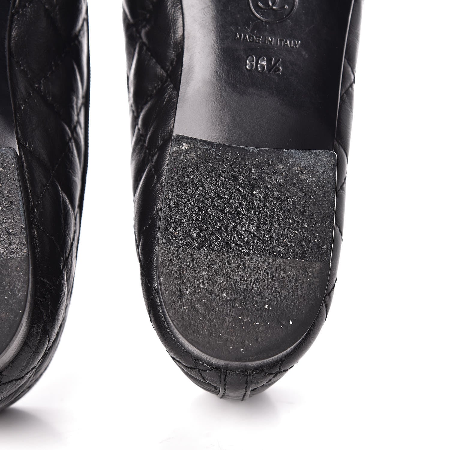 Chanel Aged Calfskin Quilted CC Cap Toe Ballerina Flats 36.5 Black 13 of 14