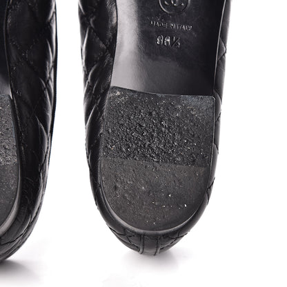 Chanel Aged Calfskin Quilted CC Cap Toe Ballerina Flats 36.5 Black 13 of 14