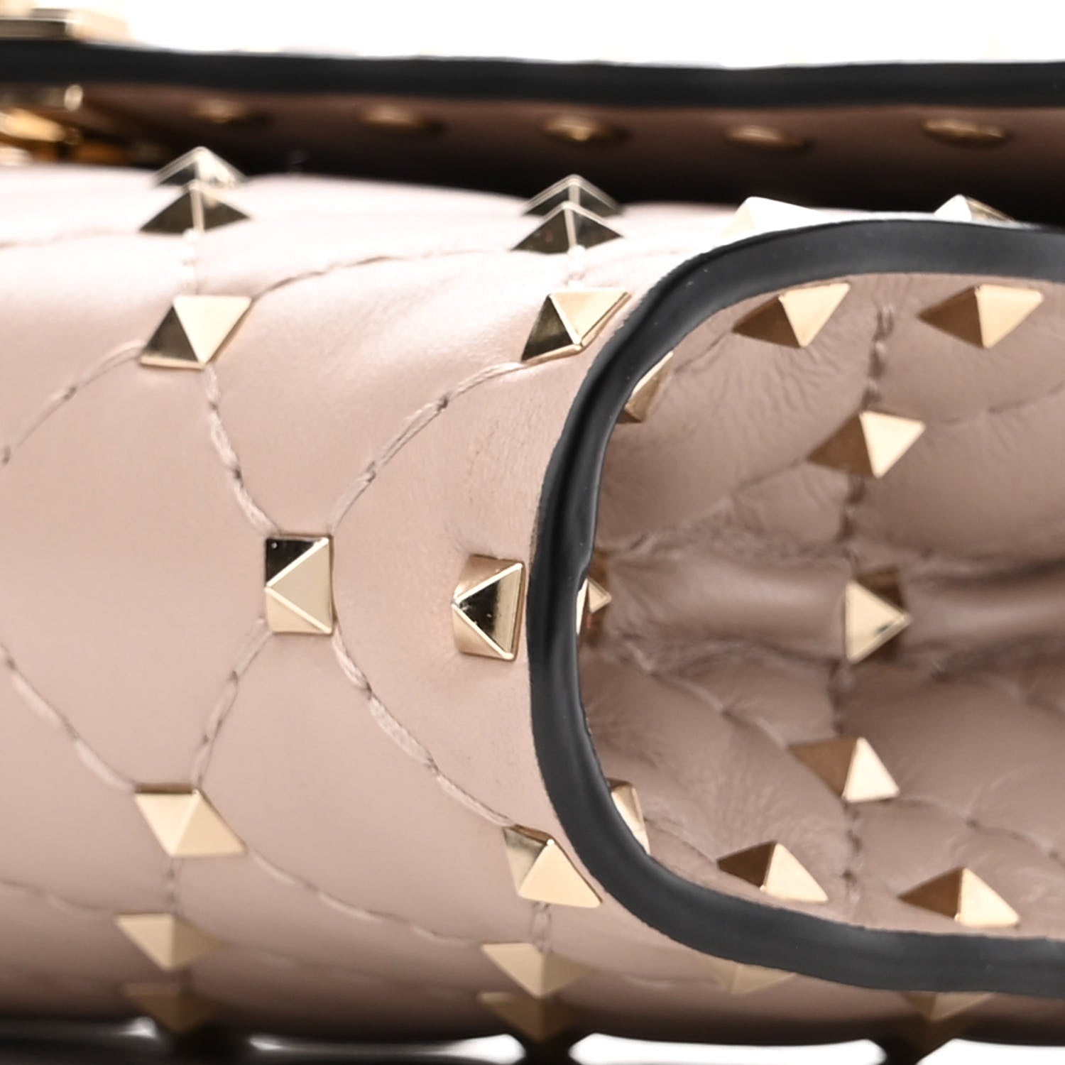 Valentino Garavani Lambskin Rockstud Spike Wallet on Chain Poudre 9 of 9