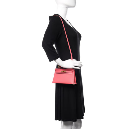 Hermes Chevre Mysore Mini Kelly Sellier 20 Rose Lipstick 2 of 29