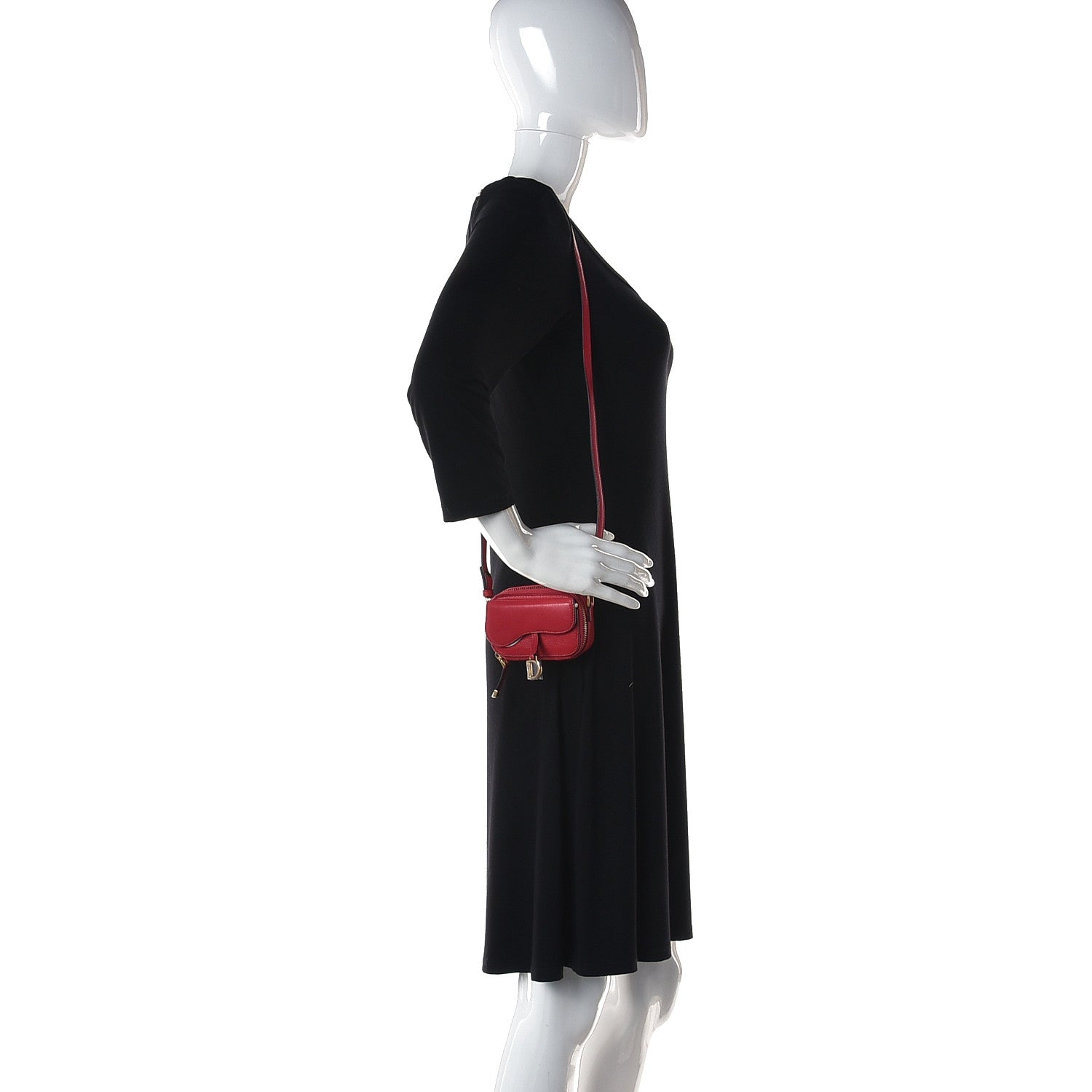 Christian Dior Goatskin Mini Saddle Shoulder Strap Pouch Red 2 of 11