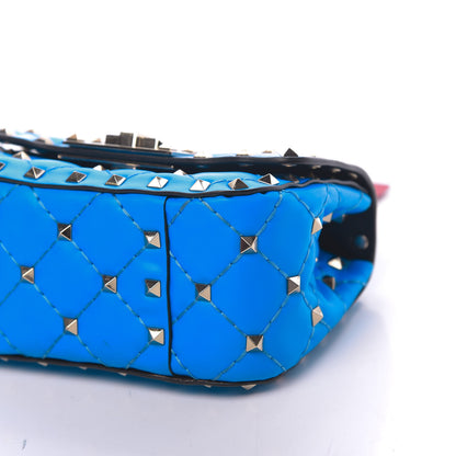 Valentino Garavani Calfskin Micro Rockstud Spike Shoulder Bag Blue Fluo 8 of 10