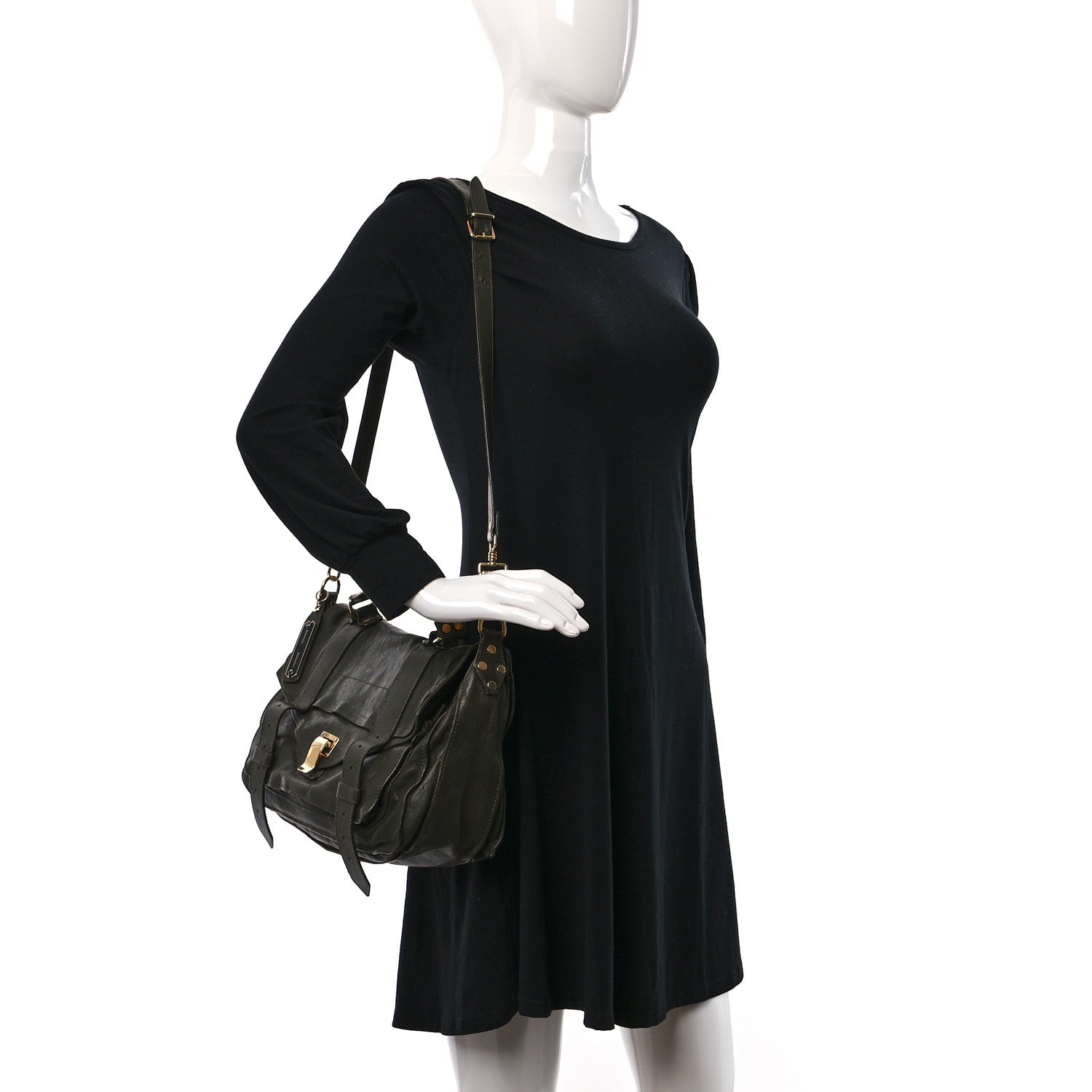 Proenza Schouler Lambskin Medium PS1 Satchel Military 2 of 14