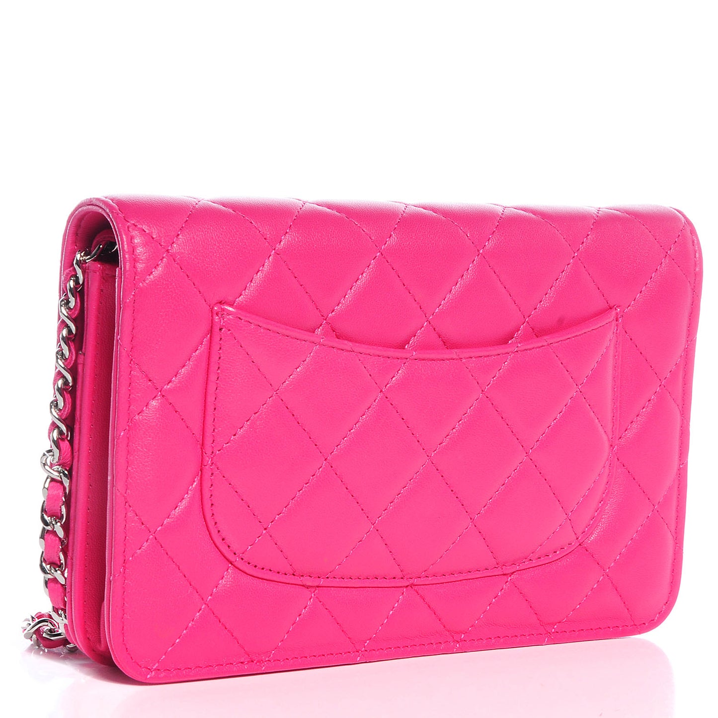 Lambskin Wallet On Chain WOC Dark Pink