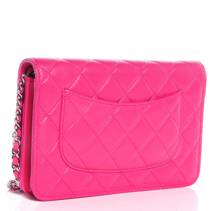 Chanel Lambskin Wallet On Chain WOC Dark Pink 2 of 8