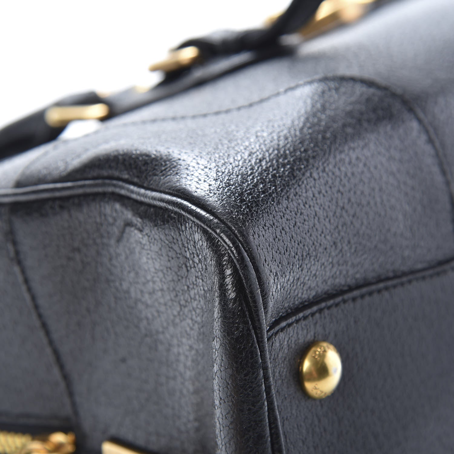 Prada Goatskin Cerniera Pushlock Satchel Black 8 of 14