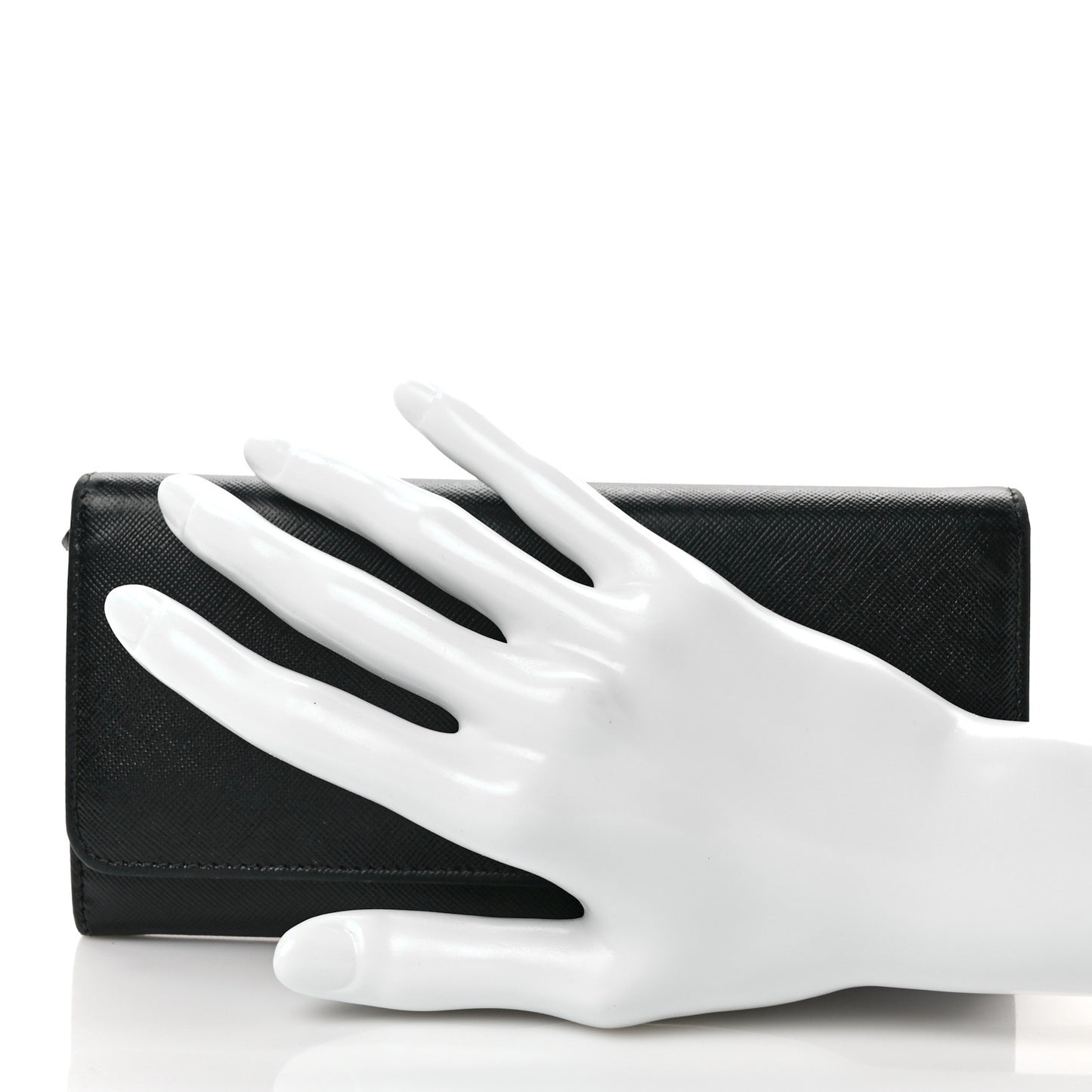 Saffiano Metal Continental Flap Wallet Black