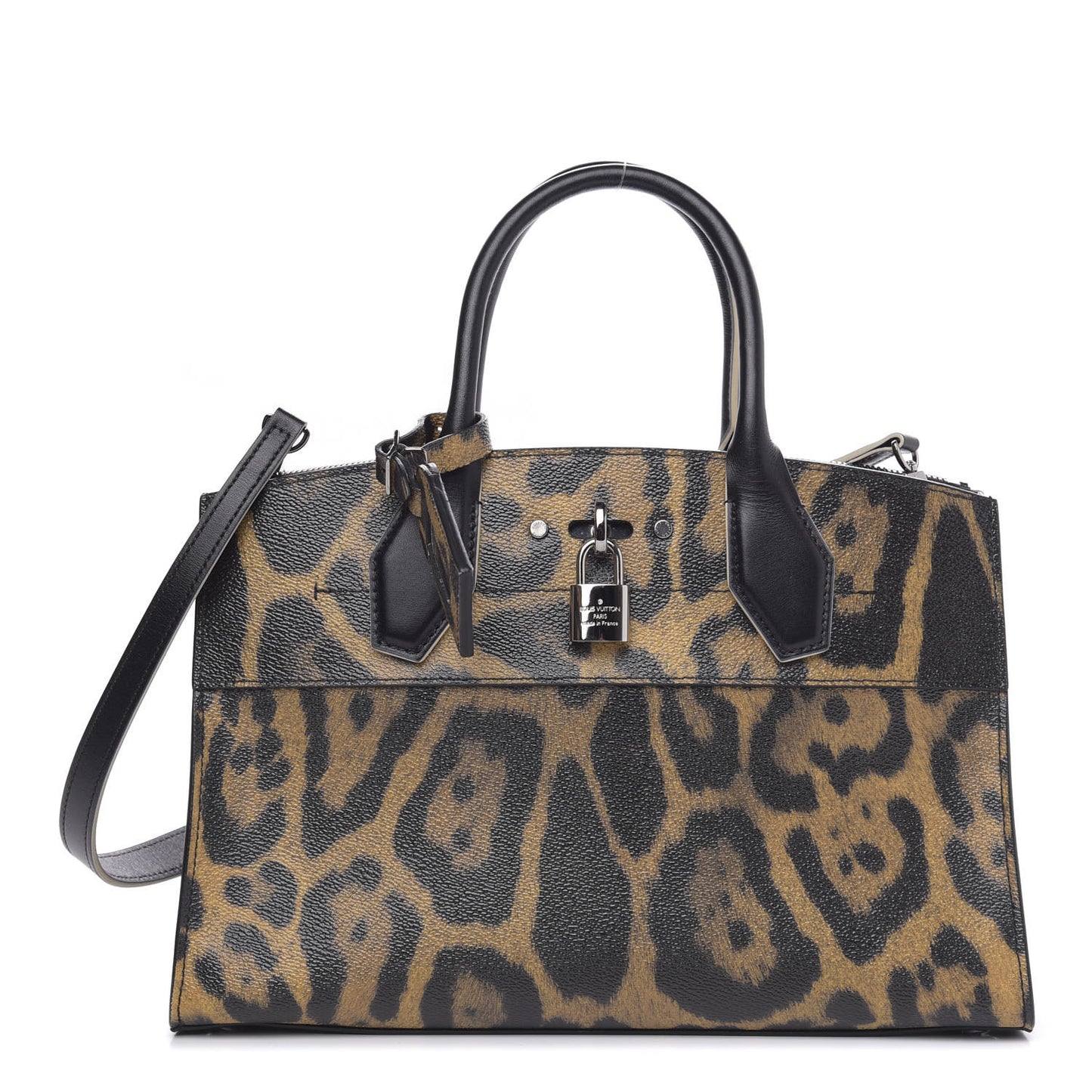 Canvas Calfskin Wild Animal Print City Steamer EW Marron