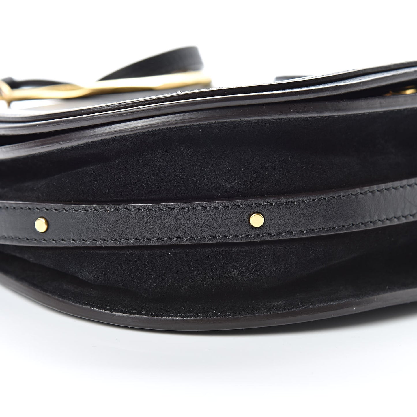 Calfskin Suede Medium Nile Bracelet Bag Black