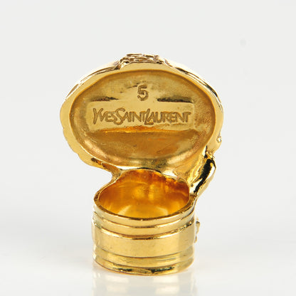 Saint Laurent Glass Cabochon Arty Ovale Ring 5 Gold Turquoise 3 of 4