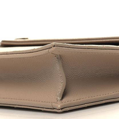 Saint Laurent Grain De Poudre Matelasse Chevron Monogram Envelope Chain Wallet Dark Beige 10 of 11