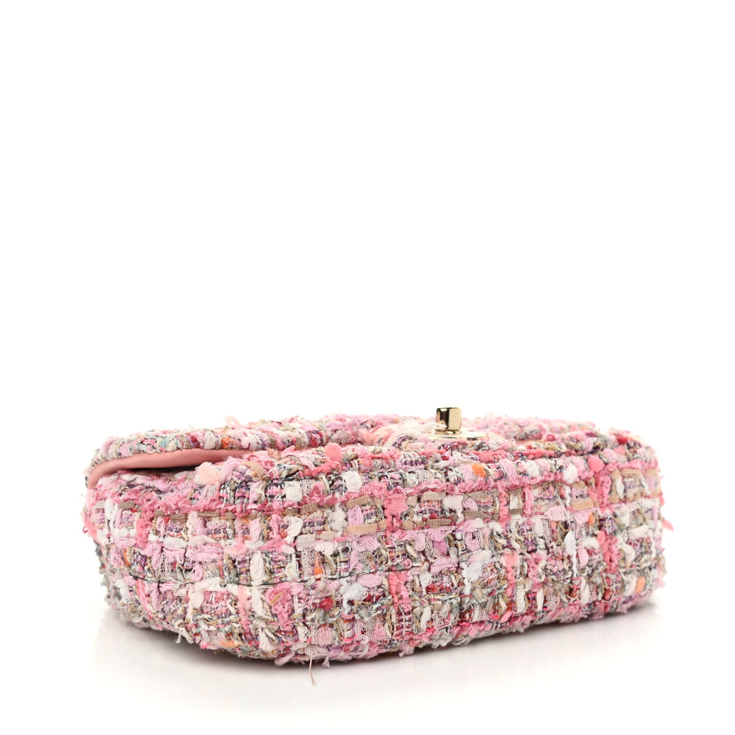 Chanel Tweed Mini Pearl Handle Flap Pink Beige Orange Ecru 4 of 10