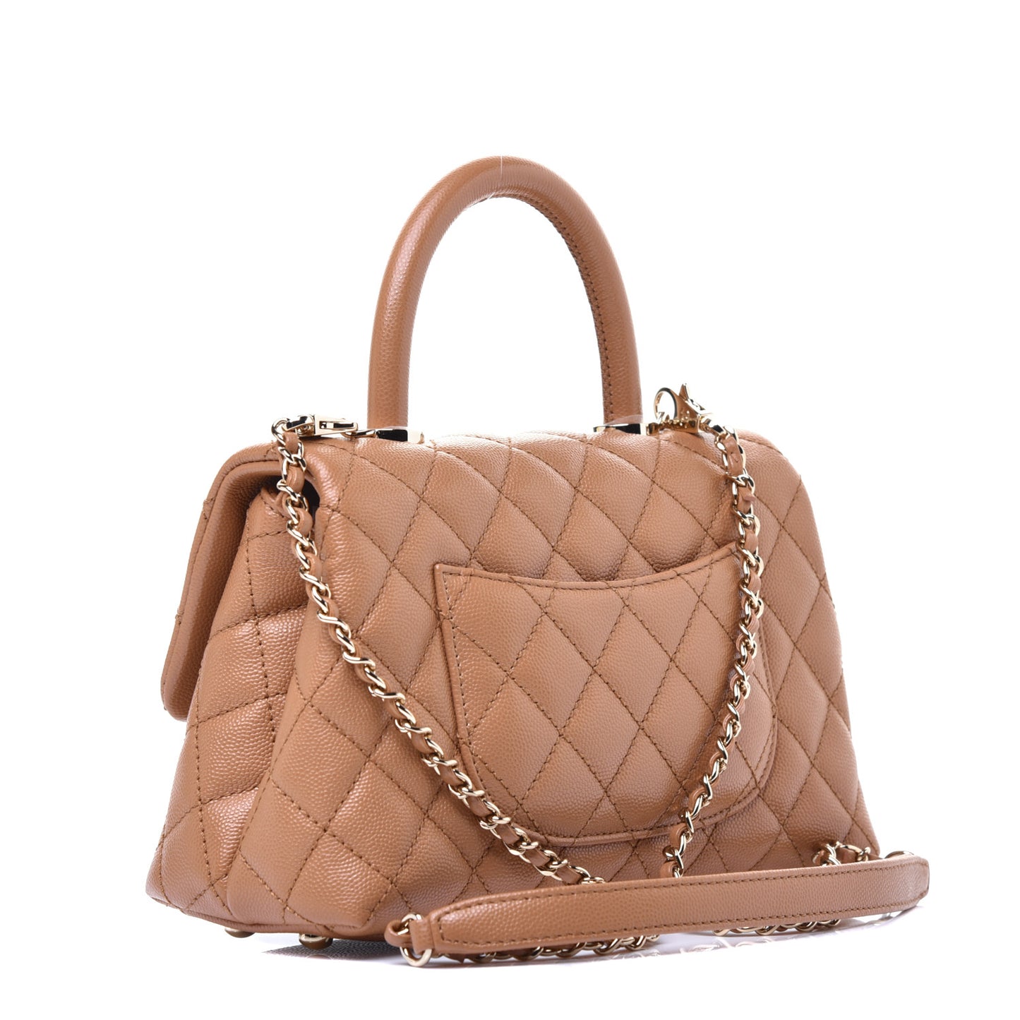 Caviar Quilted Mini Coco Handle Flap Brown