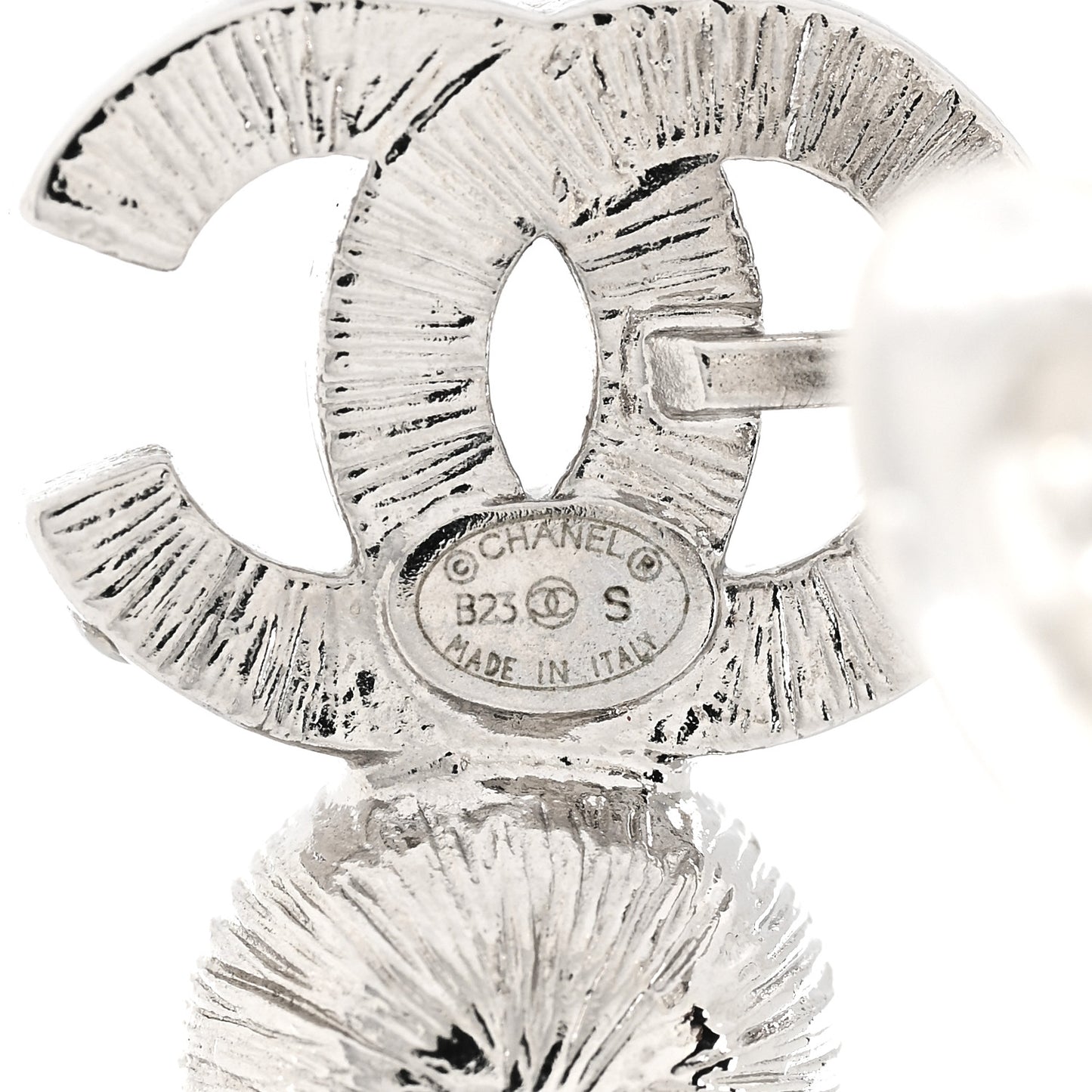 Crystal CC Long Drop Earrings Silver