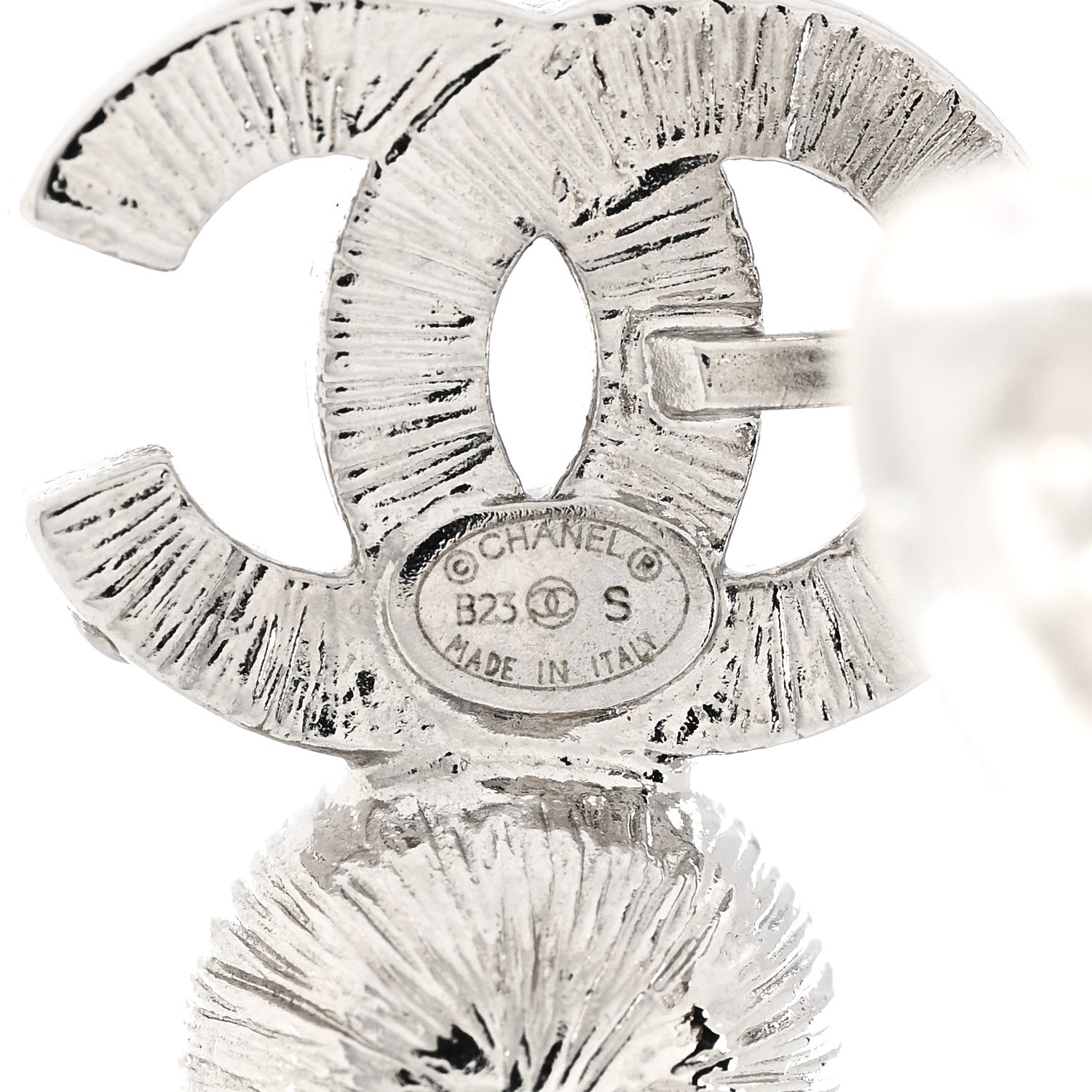 Chanel Crystal CC Long Drop Earrings Silver 4 of 4