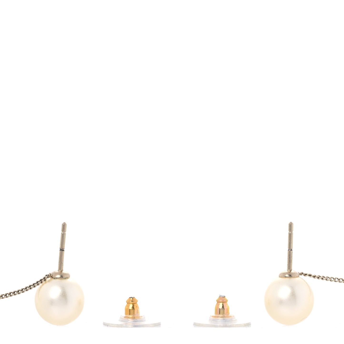 Pearl CC Chain Drop Earrings Gold