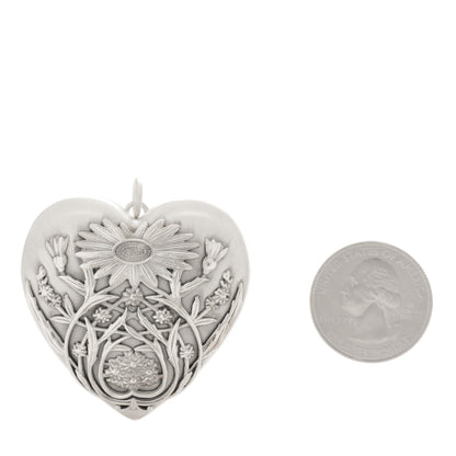 Tiffany Sterling Silver Large Ziegfeld Daisy Heart Locket Pendant 2 of 4