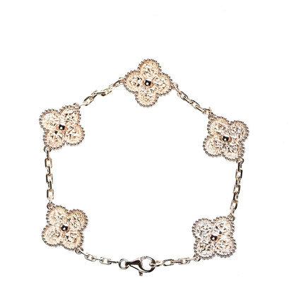 Van Cleef & Arpels 18K Rose Gold 5 Motifs Vintage Alhambra Bracelet 2 of 3