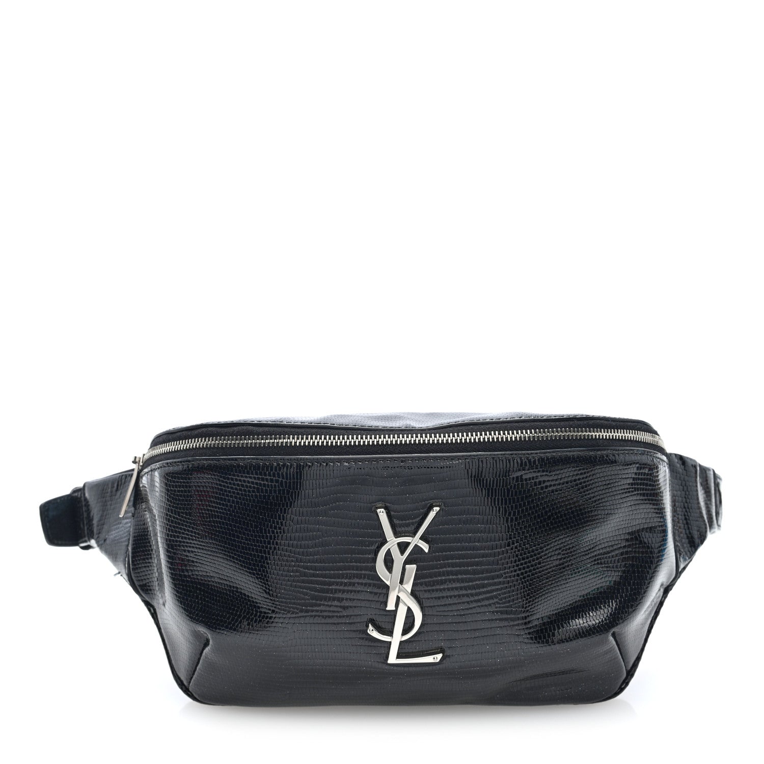 Saint Laurent Lizard Embossed Calfskin Belt Bag Black 1 of 9