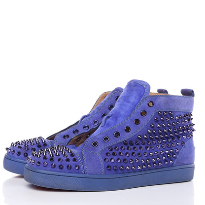 Christian Louboutin Suede Mens Louis Spikes Flat Sneakers 42 Purple 3 of 11