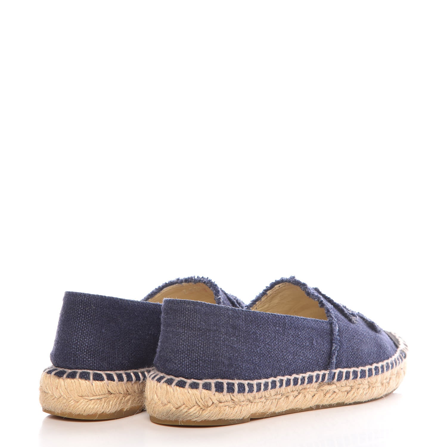 Chanel Denim Toile CC Espadrilles 38 Navy Black 3 of 9