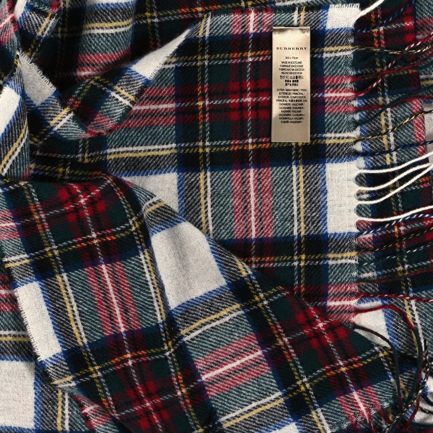 Wool Cashmere Tartan Oversized Filcoupe White Multicolor