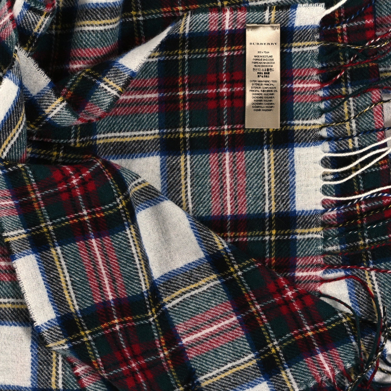 Burberry Wool Cashmere Tartan Oversized Filcoupe White Multicolor 4 of 5