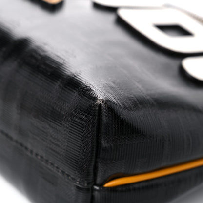 Fendi X FILA Glazed Fabric Vitello Century FF 1974 Mania Pouch Mogano Panna White Black 11 of 13