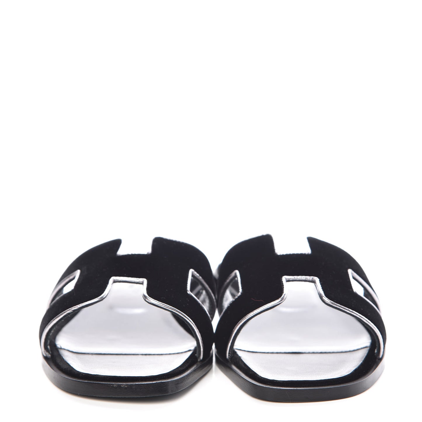 Velvet Nappa Oran Sandals 36 Black Argent Vieilli