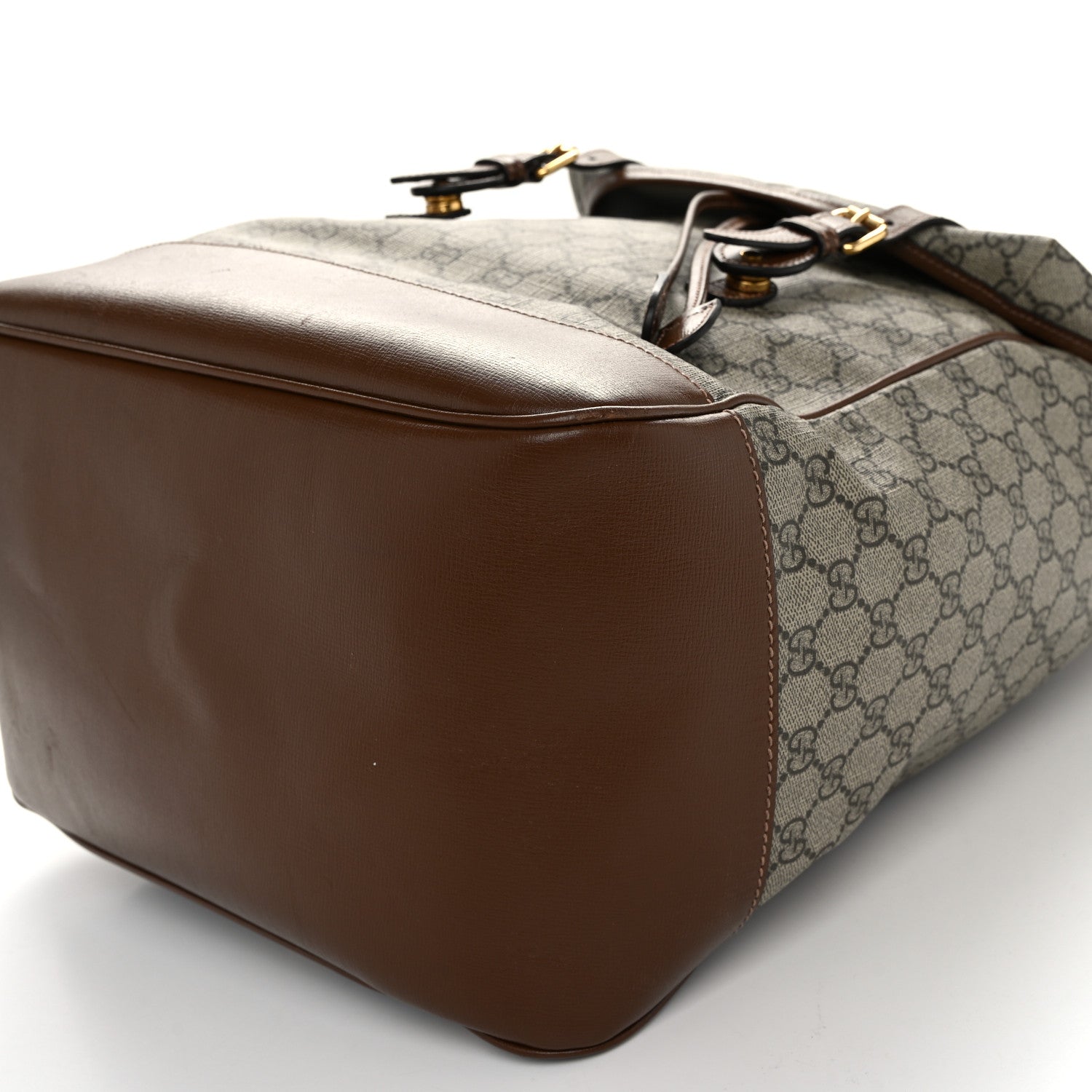 Gucci GG Supreme Monogram Azalea Calfskin Medium Retro Interlocking G Buckle Backpack Beige Ebony Brown Sugar 10 of 15