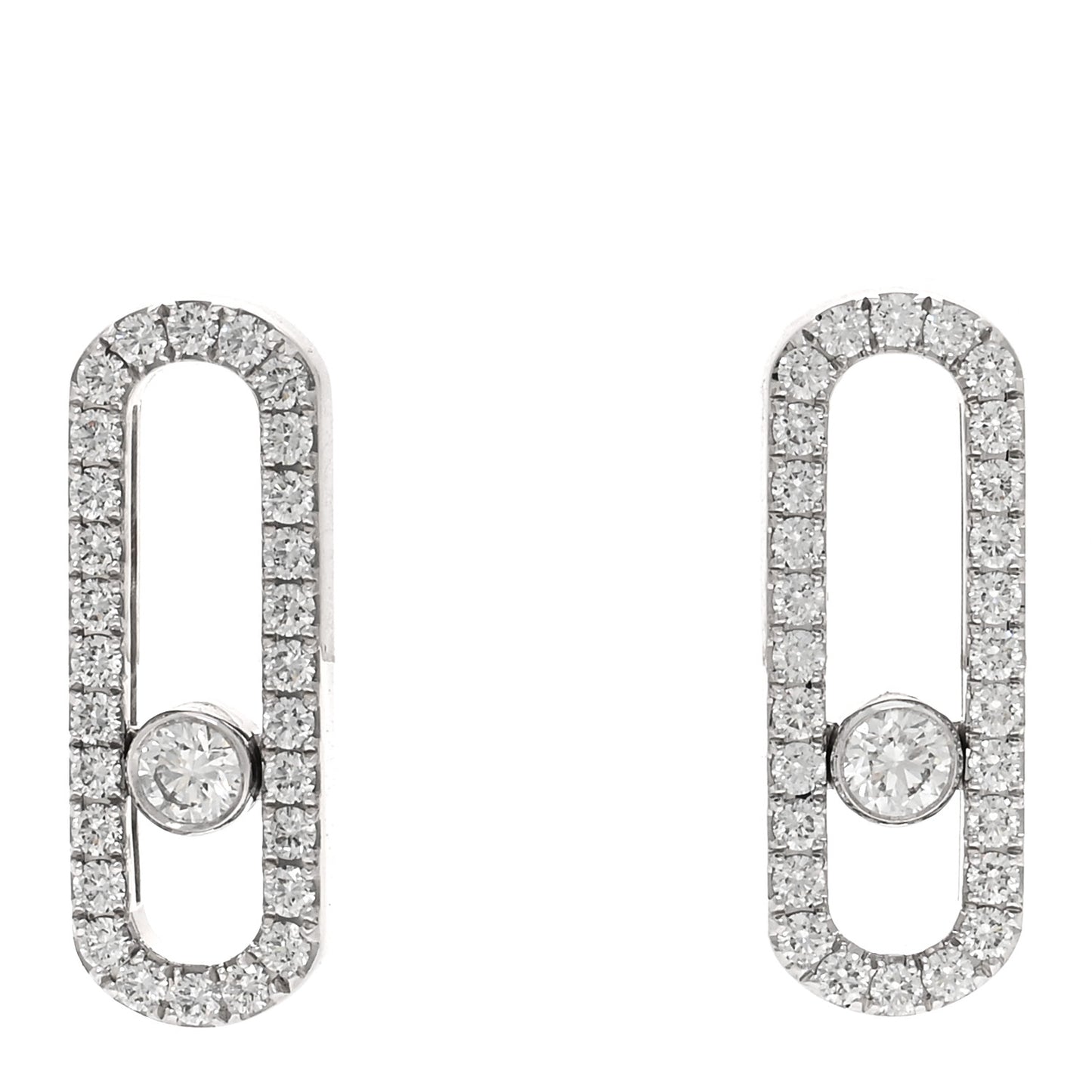 18K White Gold Diamond Move Uno Pave Earrings