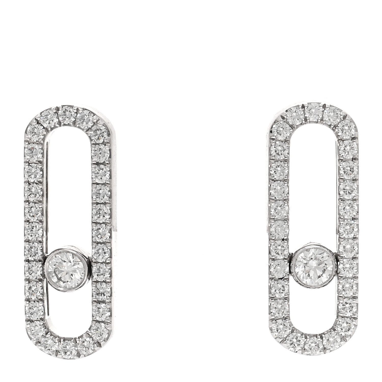 Messika 18K White Gold Diamond Move Uno Pave Earrings 1 of 5
