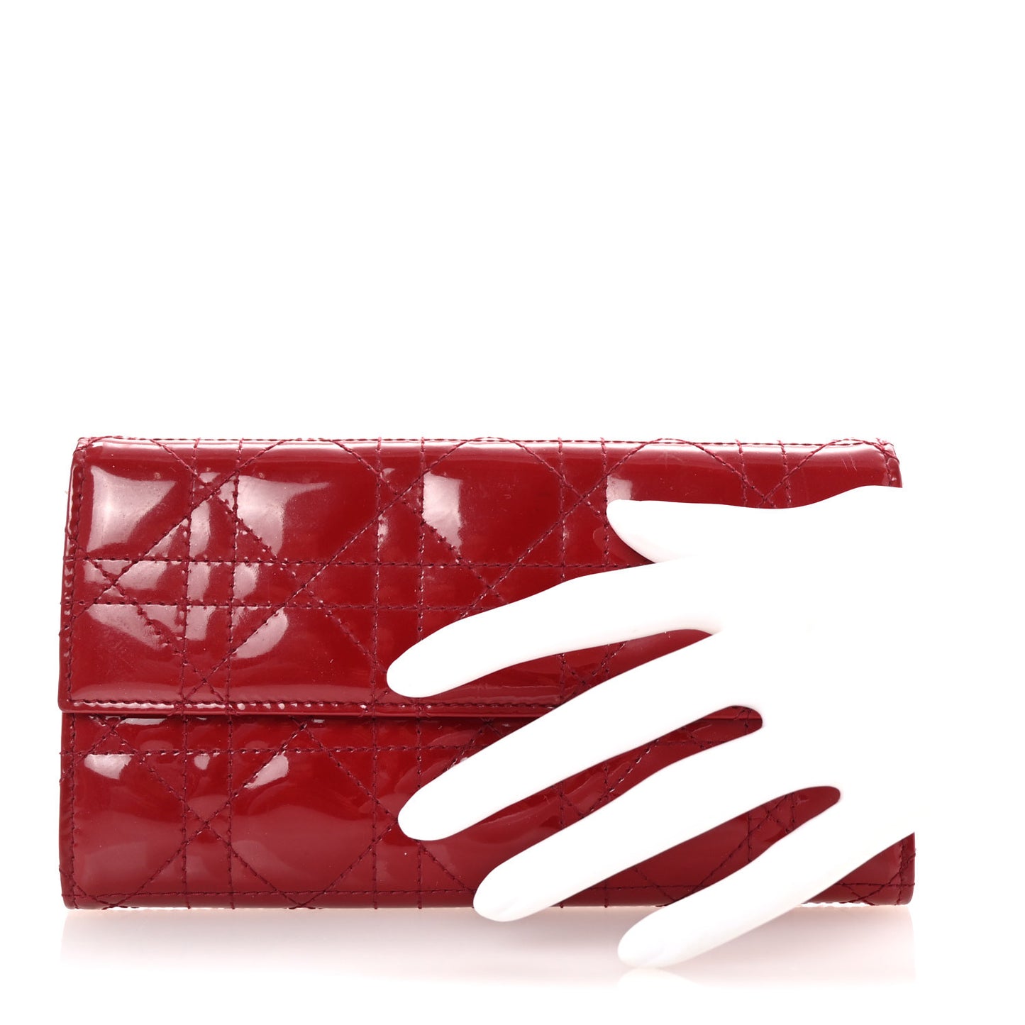 Patent Cannage Lady Dior Rendezvous Wallet On Chain Red
